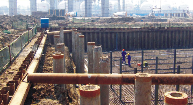 鋼板樁應用于天津遼渤石化工程